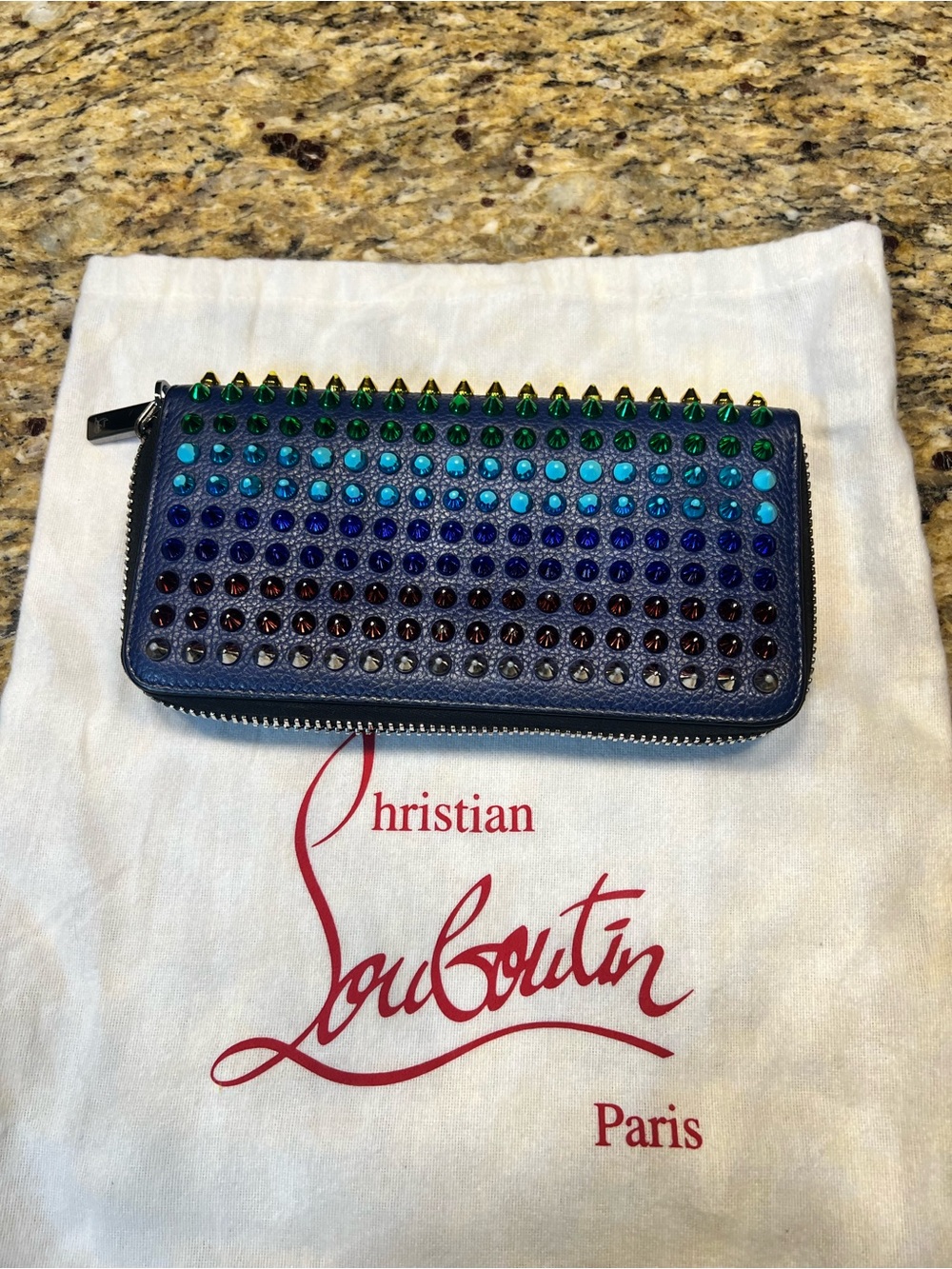 Christian Louboutin Panettone Multicolor Gradient Spike Zip Around Long Wallet